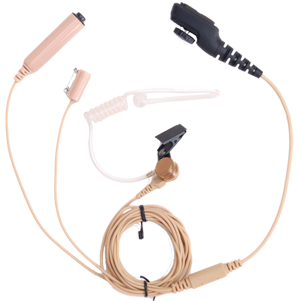 EAN17 – 3-Wire Earpiece with Acoustic Tube, Microphone and PTT (Beige)
