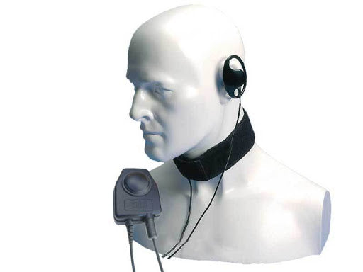 CXR16/DT9 – ‘D’ Shaped Earpiece, Throat Microphone with Large In-Line PTT