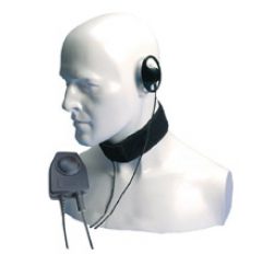 CXR16/DX – D Shaped Earpiece, Throat Microphone with Large In-Line PTT