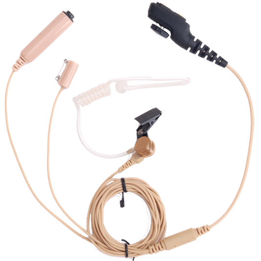 EAN17 – 3-Wire Earpiece with Acoustic Tube, Microphone and PTT (Beige)