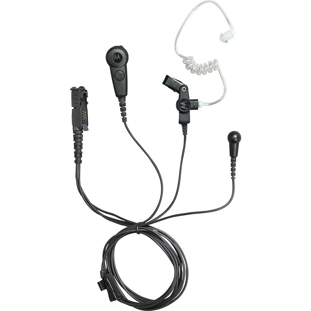PMLN6754A – Motorola Solutions 3-Wire Surveillance Earpiece with Combined Mic/PTT (Black)
